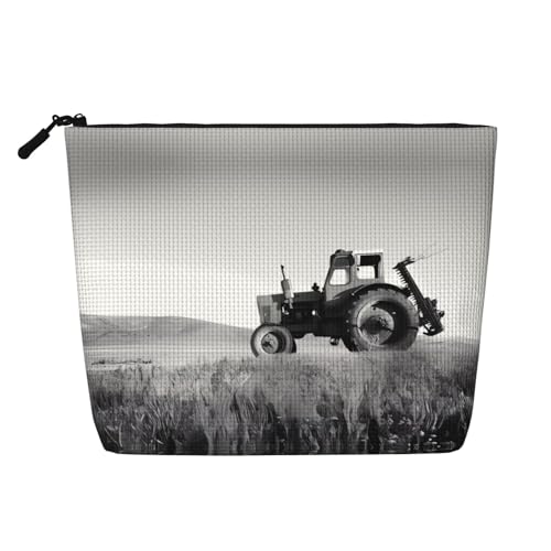 JaoXer Traktor Landwirtschaft Ruhige Make-up-Tasche aus künstlichem Hanf, Kulturbeutel, Organizer für mehrere tägliche Anwendungen, Geschäftsreise-Begleiter, schwarz, Einheitsgröße von JaoXer