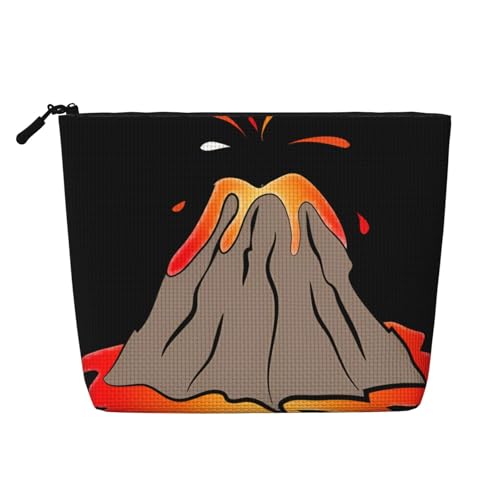 JaoXer Volcano Make-up-Tasche aus künstlichem Hanf, Kulturbeutel, Organizer für mehrere tägliche Anwendungen, Geschäftsreise, Schwarz, Einheitsgröße von JaoXer