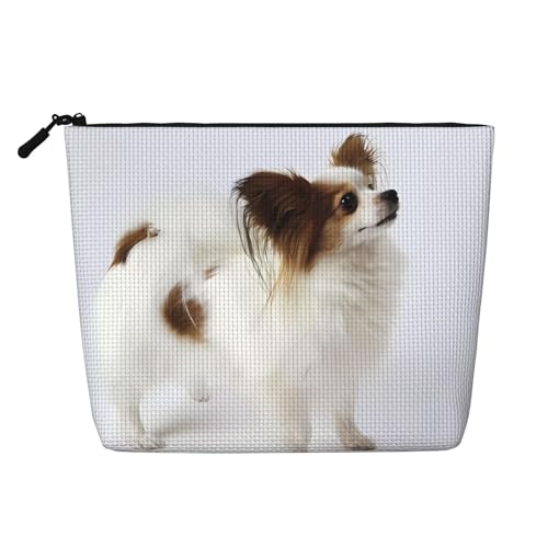 JaoXer White Papillon Make-up-Tasche aus künstlichem Hanf, Kulturbeutel, Organizer für mehrere tägliche Anwendungen, Geschäftsreise, Schwarz, Einheitsgröße von JaoXer