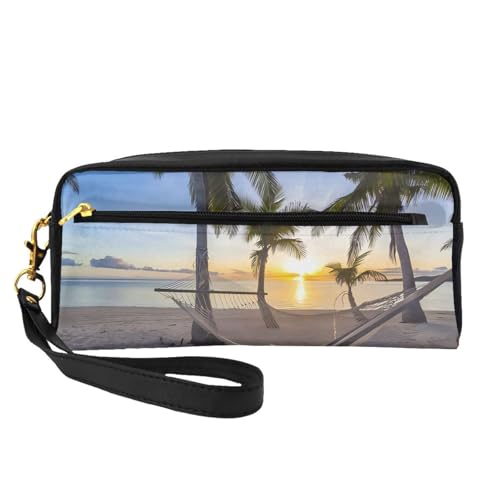 JaoXer Wiederverwendbare Kosmetik-Make-up-Tasche – Reise-Kulturbeutel, komplettes Design, Paradies, Strand, Palmen, Druck, Ledertasche für Damen, schwarz, Einheitsgröße JaoXer Wiederverwendbare Kosmetik-Make-up-Tasche – Reise-Kulturbeutel, komplettes Design, Paradies, Strand, Palmen, Druck, Ledertasche für Damen, schwarz, Einheitsgröße von JaoXer
