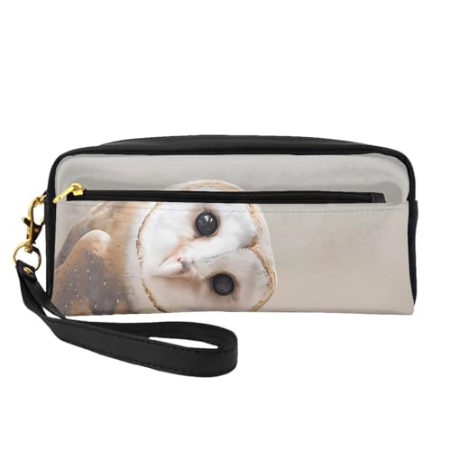 JaoXer Wiederverwendbare Kosmetik-Make-up-Tasche – Reise-Kulturbeutel, komplettes Design, lustiger Eulen-Druck, Ledertasche für Damen, schwarz, Einheitsgröße von JaoXer