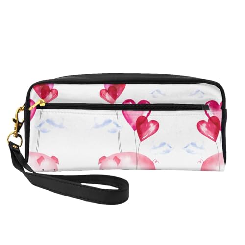JaoXer Wiederverwendbare Kosmetik-Make-up-Tasche – Reise-Kulturbeutel, komplettes Design, lustiger Schweinchen-Druck, Ledertasche für Damen, schwarz, Einheitsgröße JaoXer Wiederverwendbare Kosmetik-Make-up-Tasche – Reise-Kulturbeutel, komplettes Design, lustiger Schweinchen-Druck, Ledertasche für Damen, schwarz, Einheitsgröße von JaoXer