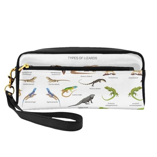 JaoXer Wiederverwendbare Kosmetik-Make-up-Tasche – Reise-Kulturbeutel, komplettes Design, verschiedene Arten von Eidechsen-Druck, Ledertasche für Damen, schwarz, Einheitsgröße von JaoXer