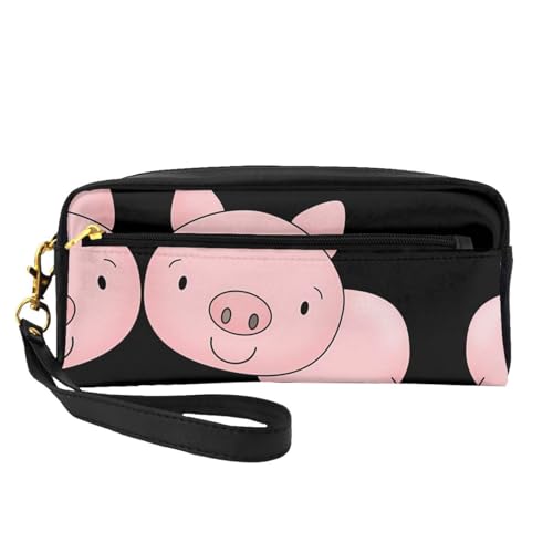 JaoXer Wiederverwendbare Kosmetik-Make-up-Tasche – Reise-Kulturbeutel, volles Design, Schweinchen-Druck, Ledertasche für Damen, schwarz, Einheitsgröße von JaoXer