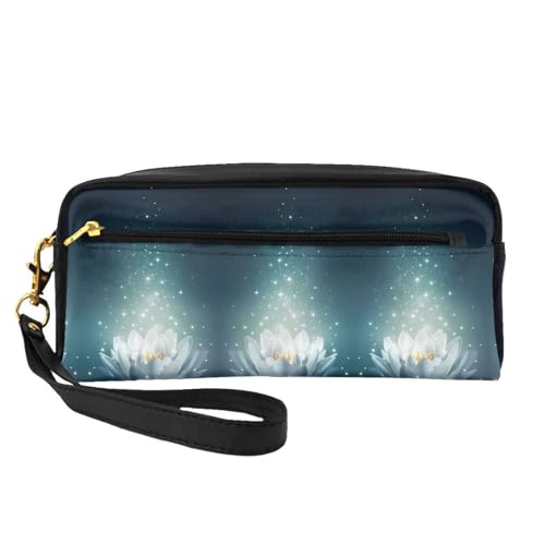 JaoXer Wiederverwendbare Kosmetik-Make-up-Tasche – Reise-Kulturbeutel, volles Design, magischer Lotus-Blumendruck, Ledertasche für Damen, schwarz, Einheitsgröße von JaoXer