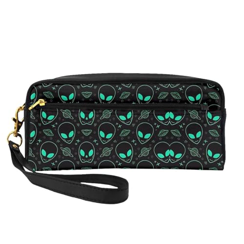 JaoXer Wiederverwendbare Kosmetik-Make-up-Tasche – Reise-Kulturbeutel, vollständiges Design, Aliens-Druck, Ledertasche für Damen, schwarz, Einheitsgröße JaoXer Wiederverwendbare Kosmetik-Make-up-Tasche – Reise-Kulturbeutel, vollständiges Design, Aliens-Druck, Ledertasche für Damen, schwarz, Einheitsgröße von JaoXer