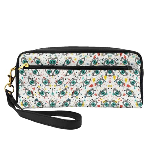 JaoXer Wiederverwendbare Kosmetik-Make-up-Tasche – Reise-Kulturbeutel, vollständiges Design, Augenaufdruck, Ledertasche für Damen, schwarz, Einheitsgröße von JaoXer