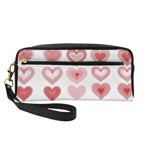 JaoXer Wiederverwendbare Kosmetik-Make-up-Tasche – Reise-Kulturbeutel, vollständiges Design, Herzformen, bedruckt, Ledertasche für Damen, schwarz, Einheitsgröße JaoXer Wiederverwendbare Kosmetik-Make-up-Tasche – Reise-Kulturbeutel, vollständiges Design, Herzformen, bedruckt, Ledertasche für Damen, schwarz, Einheitsgröße von JaoXer