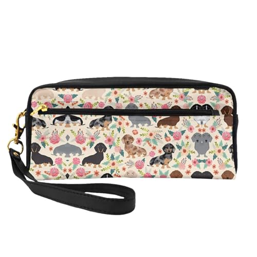 JaoXer Wiederverwendbare Kosmetik-Make-up-Tasche – Reise-Kulturbeutel, vollständiges Design, Hunde-Blumendruck, Ledertasche für Damen, schwarz, Einheitsgröße JaoXer Wiederverwendbare Kosmetik-Make-up-Tasche – Reise-Kulturbeutel, vollständiges Design, Hunde-Blumendruck, Ledertasche für Damen, schwarz, Einheitsgröße von JaoXer