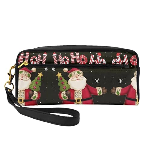 JaoXer Wiederverwendbare Kosmetik-Make-up-Tasche – Reise-Kulturbeutel, vollständiges Design, Motiv: Frohe Weihnachten, Ledertasche für Damen, schwarz, Einheitsgröße von JaoXer