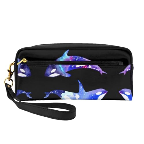 JaoXer Wiederverwendbare Kosmetik-Make-up-Tasche – Reise-Kulturbeutel, vollständiges Design, Orca-Killer-Wal-Druck, Ledertasche für Damen, schwarz, Einheitsgröße von JaoXer