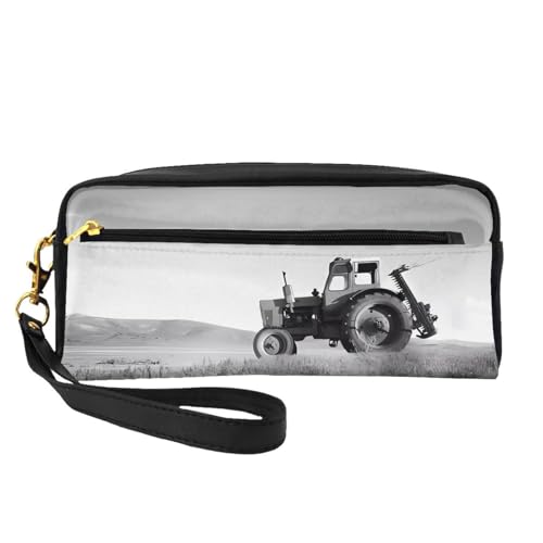 JaoXer Wiederverwendbare Kosmetik-Make-up-Tasche – Reise-Kulturbeutel, vollständiges Design, Traktor, Landwirtschaft, ruhiger Druck, Ledertasche für Damen, schwarz, Einheitsgröße von JaoXer