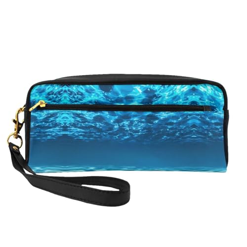 JaoXer Wiederverwendbare Kosmetik-Make-up-Tasche – Reise-Kulturbeutel, vollständiges Design, Unterwasser-Ozeanblick-Druck, Ledertasche für Damen, schwarz, Einheitsgröße von JaoXer