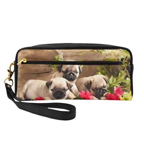 JaoXer Wiederverwendbare Kosmetik-Make-up-Tasche – Reise-Kulturbeutel, vollständiges Design, Welpen, Mops-Druck, Ledertasche für Damen, schwarz, Einheitsgröße JaoXer Wiederverwendbare Kosmetik-Make-up-Tasche – Reise-Kulturbeutel, vollständiges Design, Welpen, Mops-Druck, Ledertasche für Damen, schwarz, Einheitsgröße von JaoXer