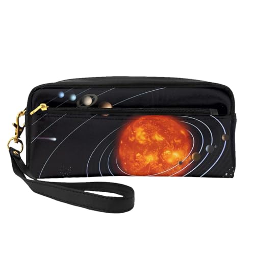 JaoXer Wiederverwendbare Kosmetik-Make-up-Tasche – Reise-Kulturbeutel, vollständiges Design, Weltraum, Galaxie, Sonnensystem, Druck-Ledertasche für Damen, schwarz, Einheitsgröße von JaoXer