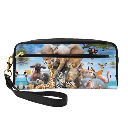JaoXer Wiederverwendbare Kosmetik-Make-up-Tasche – Reise-Kulturbeutel, vollständiges Design, afrikanische Tiere, bedruckt, Ledertasche für Damen, schwarz, Einheitsgröße JaoXer Wiederverwendbare Kosmetik-Make-up-Tasche – Reise-Kulturbeutel, vollständiges Design, afrikanische Tiere, bedruckt, Ledertasche für Damen, schwarz, Einheitsgröße von JaoXer