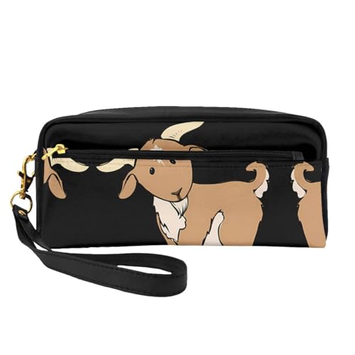 JaoXer Wiederverwendbare Kosmetik-Make-up-Tasche – Reise-Kulturbeutel, vollständiges Design, braune Ziegen-Druck-Ledertasche für Damen, schwarz, Einheitsgröße JaoXer Wiederverwendbare Kosmetik-Make-up-Tasche – Reise-Kulturbeutel, vollständiges Design, braune Ziegen-Druck-Ledertasche für Damen, schwarz, Einheitsgröße von JaoXer