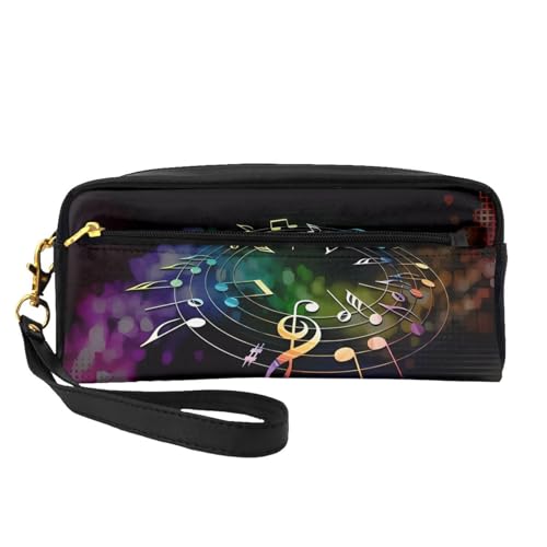 JaoXer Wiederverwendbare Kosmetik-Make-up-Tasche – Reise-Kulturbeutel, vollständiges Design, buntes Musiknoten-Druck, Ledertasche für Damen, schwarz, Einheitsgröße JaoXer Wiederverwendbare Kosmetik-Make-up-Tasche – Reise-Kulturbeutel, vollständiges Design, buntes Musiknoten-Druck, Ledertasche für Damen, schwarz, Einheitsgröße von JaoXer