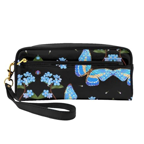 JaoXer Wiederverwendbare Kosmetik-Make-up-Tasche – Reise-Kulturbeutel, vollständiges Design, buntes Schmetterlings-Druck, Ledertasche für Damen, schwarz, Einheitsgröße von JaoXer
