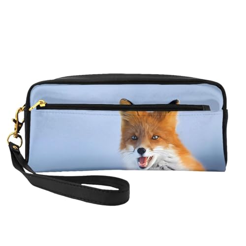JaoXer Wiederverwendbare Kosmetik-Make-up-Tasche – Reise-Kulturbeutel, vollständiges Design, kleiner Fuchs-Druck, Ledertasche für Damen, schwarz, Einheitsgröße von JaoXer