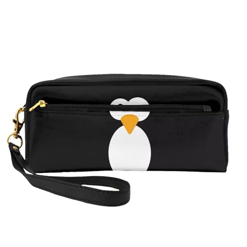 JaoXer Wiederverwendbare Kosmetik-Make-up-Tasche – Reise-Kulturbeutel, vollständiges Design, niedlicher Pinguin-Druck, Ledertasche für Damen, schwarz, Einheitsgröße von JaoXer