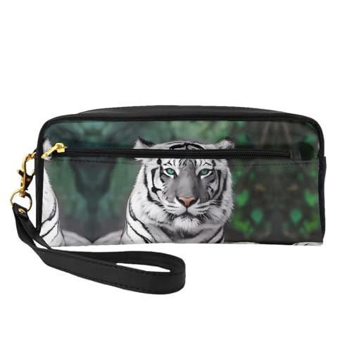 JaoXer Wiederverwendbare Kosmetik-Make-up-Tasche – Reise-Kulturbeutel, vollständiges Design, niedliches Leopardenmuster, Ledertasche für Damen, schwarz, Einheitsgröße von JaoXer