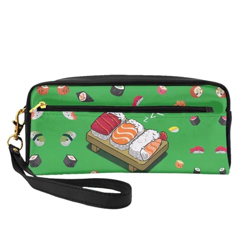 JaoXer Wiederverwendbare Kosmetik-Make-up-Tasche – Reise-Kulturbeutel, vollständiges Design, schlafender Sushi-Druck, Ledertasche für Damen, schwarz, Einheitsgröße von JaoXer