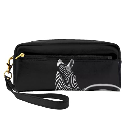 JaoXer Wiederverwendbare Kosmetik-Make-up-Tasche – Reise-Kulturbeutel, vollständiges Design, schwarz-weiß, Zebramuster, Ledertasche für Damen, Schwarz, Einheitsgröße JaoXer Wiederverwendbare Kosmetik-Make-up-Tasche – Reise-Kulturbeutel, vollständiges Design, schwarz-weiß, Zebramuster, Ledertasche für Damen, Schwarz, Einheitsgröße von JaoXer