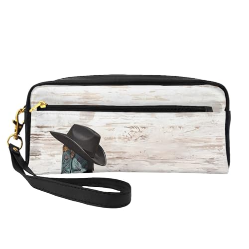 JaoXer Wiederverwendbare Kosmetiktasche – Reise-Kulturbeutel, komplettes Design, Cowboyhut und Stiefel, bedruckte Ledertasche für Damen, schwarz, Einheitsgröße JaoXer Wiederverwendbare Kosmetiktasche – Reise-Kulturbeutel, komplettes Design, Cowboyhut und Stiefel, bedruckte Ledertasche für Damen, schwarz, Einheitsgröße von JaoXer