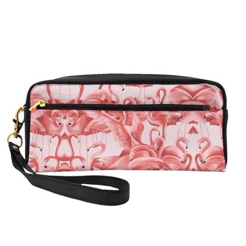 JaoXer Wiederverwendbare Kosmetiktasche – Reise-Kulturbeutel, komplettes Design, Flamingo-Druck, Ledertasche für Damen von JaoXer