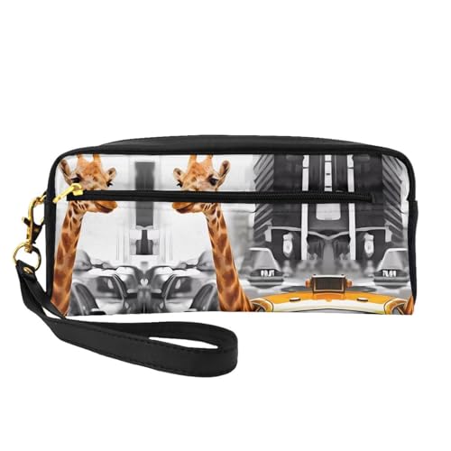 JaoXer Wiederverwendbare Kosmetiktasche – Reise-Kulturbeutel, komplettes Design, Giraffe in New York Druck, Ledertasche für Damen, Schwarz, Einheitsgröße JaoXer Wiederverwendbare Kosmetiktasche – Reise-Kulturbeutel, komplettes Design, Giraffe in New York Druck, Ledertasche für Damen, Schwarz, Einheitsgröße von JaoXer