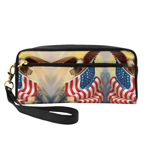 JaoXer Wiederverwendbare Kosmetiktasche – Reise-Kulturbeutel, komplettes Design, amerikanische USA-Flagge, Adler, Kunstdruck, Ledertasche für Damen JaoXer Wiederverwendbare Kosmetiktasche – Reise-Kulturbeutel, komplettes Design, amerikanische USA-Flagge, Adler, Kunstdruck, Ledertasche für Damen von JaoXer
