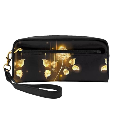 JaoXer Wiederverwendbare Kosmetiktasche – Reise-Kulturbeutel, vollständiges Design, Goldrosen-Druck, Ledertasche für Damen, schwarz, Einheitsgröße JaoXer Wiederverwendbare Kosmetiktasche – Reise-Kulturbeutel, vollständiges Design, Goldrosen-Druck, Ledertasche für Damen, schwarz, Einheitsgröße von JaoXer