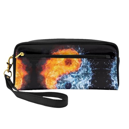 JaoXer Wiederverwendbare Kosmetiktasche – Reise-Kulturbeutel, vollständiges Design, Yin-Yang-Feuer-Wasser-Druck, Ledertasche für Damen, schwarz, Einheitsgröße JaoXer Wiederverwendbare Kosmetiktasche – Reise-Kulturbeutel, vollständiges Design, Yin-Yang-Feuer-Wasser-Druck, Ledertasche für Damen, schwarz, Einheitsgröße von JaoXer