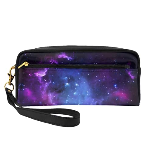 JaoXer Wiederverwendbare Kosmetiktasche – Reise-Kulturbeutel, vollständiges Design, blaue Galaxie-Druck-Ledertasche für Damen, schwarz, Einheitsgröße von JaoXer