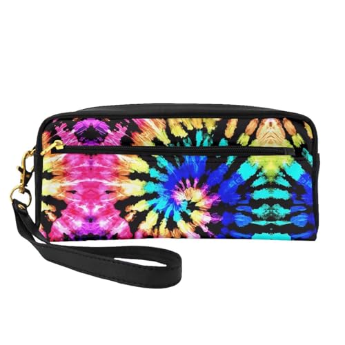 JaoXer Wiederverwendbare Kosmetiktasche – Reise-Kulturbeutel, vollständiges Design, exotischer Tribe-Stil, Batik-Stil, Ledertasche für Damen, schwarz, Einheitsgröße von JaoXer