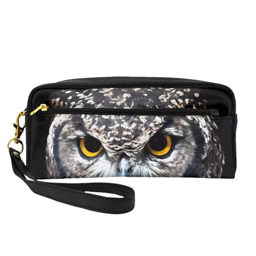 JaoXer Wiederverwendbare Kosmetiktasche – Reise-Kulturbeutel, vollständiges Design, gelbeäugige Eule, Ledertasche für Damen, schwarz, Einheitsgröße von JaoXer