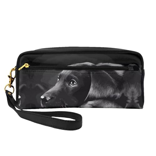 JaoXer Wiederverwendbare Kosmetiktasche – Reise-Kulturbeutel, vollständiges Design, schwarzer Labrador-Welpen-Druck, Ledertasche für Damen JaoXer Wiederverwendbare Kosmetiktasche – Reise-Kulturbeutel, vollständiges Design, schwarzer Labrador-Welpen-Druck, Ledertasche für Damen von JaoXer