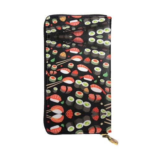 Japanische Sushi Shrimp Print Leder Lange Clutch Geldbörse für Frauen - Mode mit mehreren Kartenfächern, Münzfach, Schwarz, Einheitsgröße Japanische Sushi Shrimp Print Leder Lange Clutch Geldbörse für Frauen - Mode mit mehreren Kartenfächern, Münzfach, Schwarz, Einheitsgröße von JaoXer