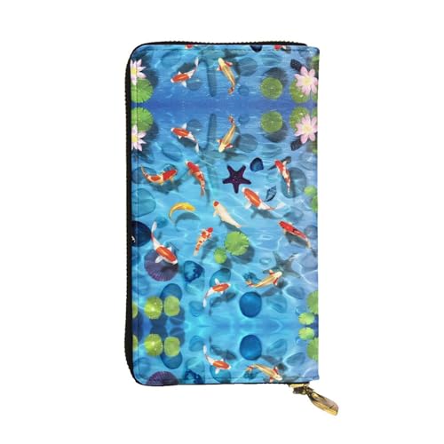 Japanische rote Karpfen Druck Leder lange Clutch Geldbörse für Frauen - Mode mit mehreren Kartenfächern, Münzfach, Schwarz, Einheitsgröße Japanische rote Karpfen Druck Leder lange Clutch Geldbörse für Frauen - Mode mit mehreren Kartenfächern, Münzfach, Schwarz, Einheitsgröße von JaoXer