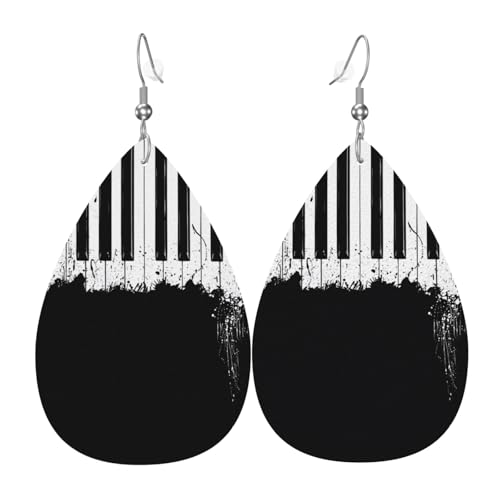 Klavierdruck Leder Ohrringe für Frauen - baumelnde Tropfenohrringe, perfekt für Partys und Kostümzubehör, Einheitsgröße, Leder, kein Edelstein Klavierdruck Leder Ohrringe für Frauen - baumelnde Tropfenohrringe, perfekt für Partys und Kostümzubehör, Einheitsgröße, Leder, kein Edelstein von JaoXer