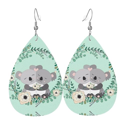 Koala Druck Leder Ohrringe für Frauen - baumelnde Tropfenohrringe, perfekt für Partys und Kostümzubehör, Einheitsgröße, Leder, kein Edelstein Koala Druck Leder Ohrringe für Frauen - baumelnde Tropfenohrringe, perfekt für Partys und Kostümzubehör, Einheitsgröße, Leder, kein Edelstein von JaoXer