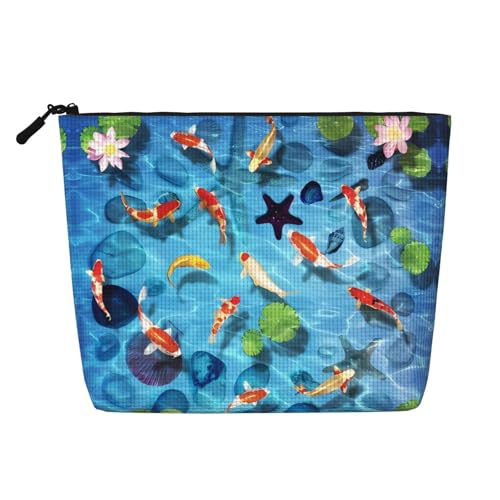 Kosmetiktasche aus japanischem rotem Karpfen, künstlicher Hanf, Kulturbeutel, Organizer für mehrere tägliche Anwendungen, Geschäftsreise, Schwarz, Einheitsgröße von JaoXer