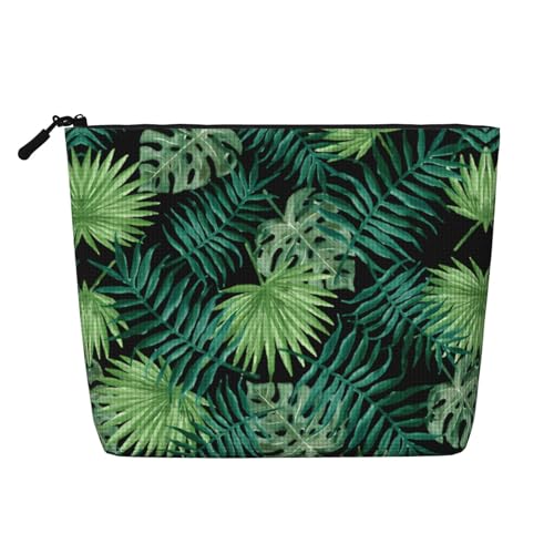 Kosmetiktasche aus künstlichem Hanf, transparent, Palmblatt-Muster, Kulturbeutel, Organizer für mehrere tägliche Anwendungen, Geschäftsreisen, Schwarz, Einheitsgröße von JaoXer