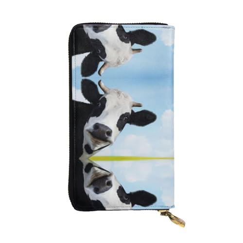 Kuhmuster Druck Leder Lange Clutch Geldbörse für Frauen - Mode mit mehreren Kartenfächern, Münzfach, Schwarz, Einheitsgröße von JaoXer