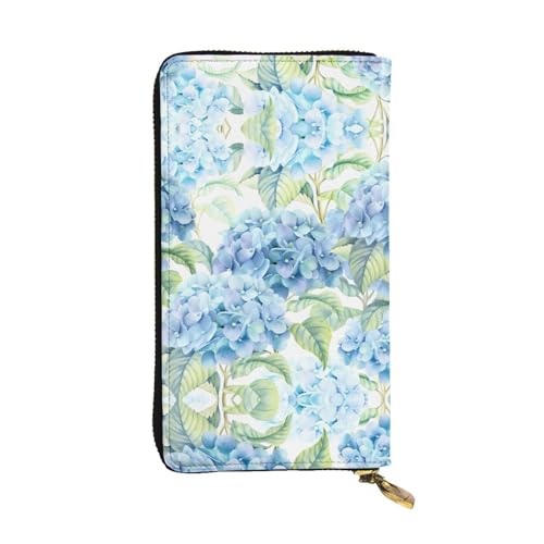 Lange Clutch-Geldbörse aus Leder mit Hortensien-Aquarelldruck für Damen – modisch mit mehreren Kartenfächern, Münzfach Lange Clutch-Geldbörse aus Leder mit Hortensien-Aquarelldruck für Damen – modisch mit mehreren Kartenfächern, Münzfach von JaoXer