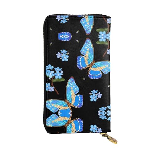 Lange Clutch-Geldbörse aus Leder mit buntem Schmetterlingsdruck für Damen – modisch mit mehreren Kartenfächern, Münzfach, Schwarz, Einheitsgröße von JaoXer