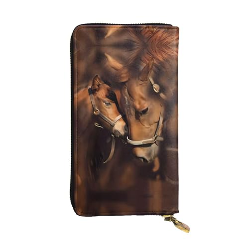 Lange Clutch aus Leder mit Pferdemotiv für Damen - modisch mit mehreren Kartenfächern, Münzfach Lange Clutch aus Leder mit Pferdemotiv für Damen - modisch mit mehreren Kartenfächern, Münzfach von JaoXer