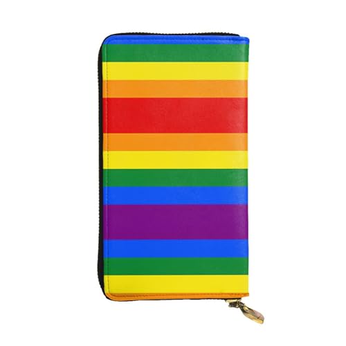 Lange Clutch aus Leder mit Regenbogen-Print für Frauen - Mode mit mehreren Kartenfächern, Münzfach, Schwarz, Einheitsgröße von JaoXer