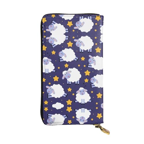 Lange Clutch aus Leder mit Schaf-Print für Frauen - modisch mit mehreren Kartenfächern, Münzfach Lange Clutch aus Leder mit Schaf-Print für Frauen - modisch mit mehreren Kartenfächern, Münzfach von JaoXer